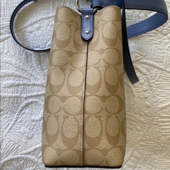 Coach Small bucket town hobo bag periwinkle smooth leather & signature canvas - Picture 3 of 7